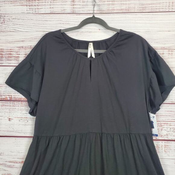 Seven7 Black Tiered Cottagecore Dress Sz 1X Ruffle Pleated Stretchy Pockets NWT - Picture 5 of 16